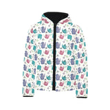 Tea pots Pattern Print Design 05 Kids' Boys' Girls' Padded Hooded Jacket