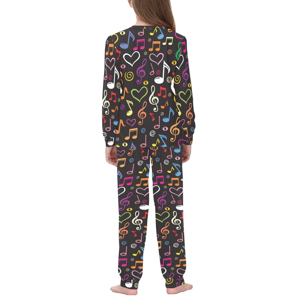 Music Notes Pattern Print Design 02 Kids' Boys' Girls' All Over Print Pajama Set