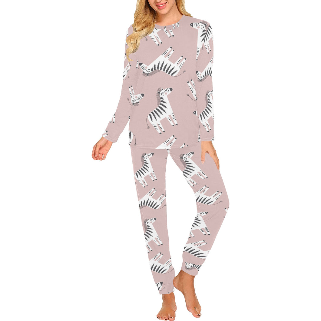 Cute zebra pattern Women's All Over Print Pajama Set