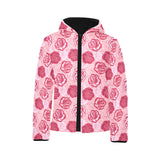 Rose Pattern Print Design 02 Kids' Boys' Girls' Padded Hooded Jacket