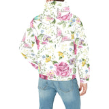 Hand drawn butterfly rose Men's Padded Hooded Jacket