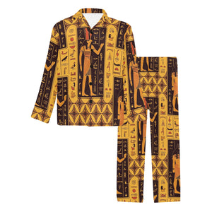 Egypt Hieroglyphics Pattern Print Design 05 Men's Long Pajama Set