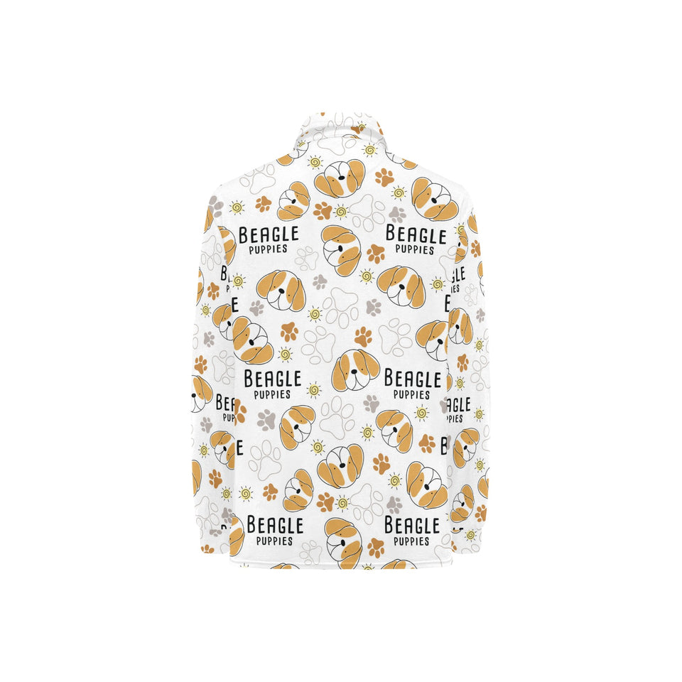 Cute beagle dog pattern background Women's Long Sleeve Polo Shirt