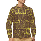 Egypt Hieroglyphics Pattern Print Design 03 Men's Long Sleeve Polo Shirt