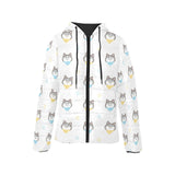 Cute Siberian Husky pattern Women's Padded Hooded Jacket