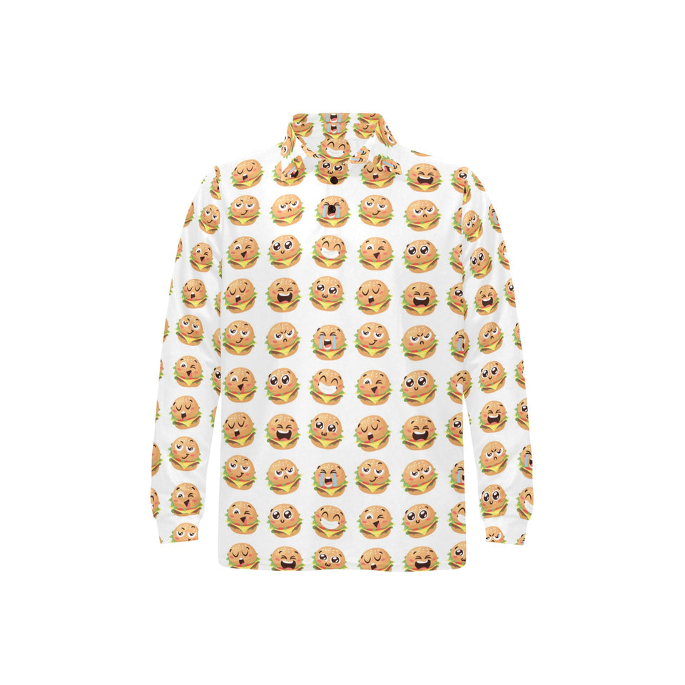 Hamburger Pattern Print Design 04 Men's Long Sleeve Polo Shirt