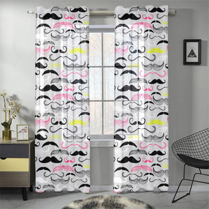 Mustache Beard Pattern Print Design 02 Gauze Curtain