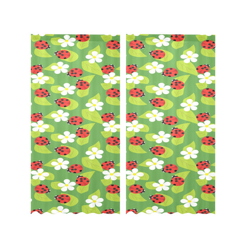 Ladybug Pattern Print Design 01 Gauze Curtain