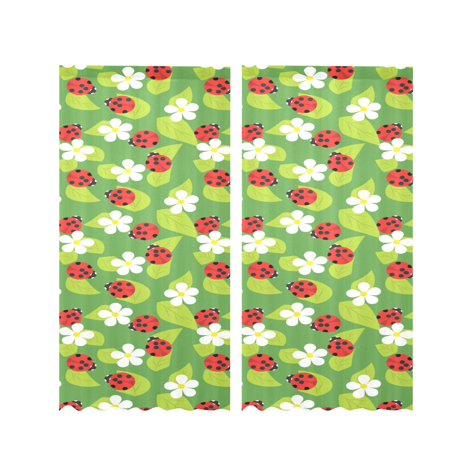 Ladybug Pattern Print Design 01 Gauze Curtain