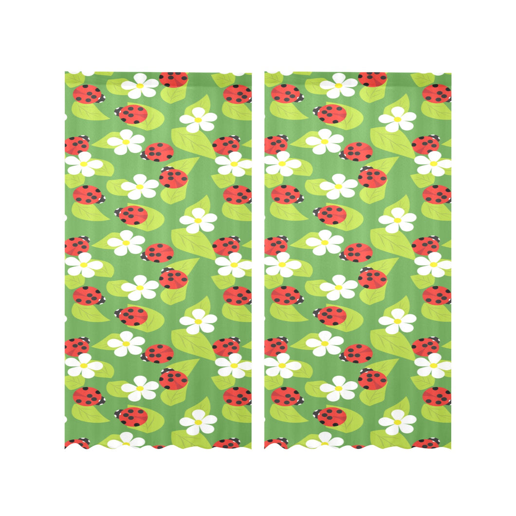 Ladybug Pattern Print Design 01 Gauze Curtain