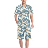 Sea turtle Polynesian Tribal design pattern Men's V-Neck Short Pajama Set