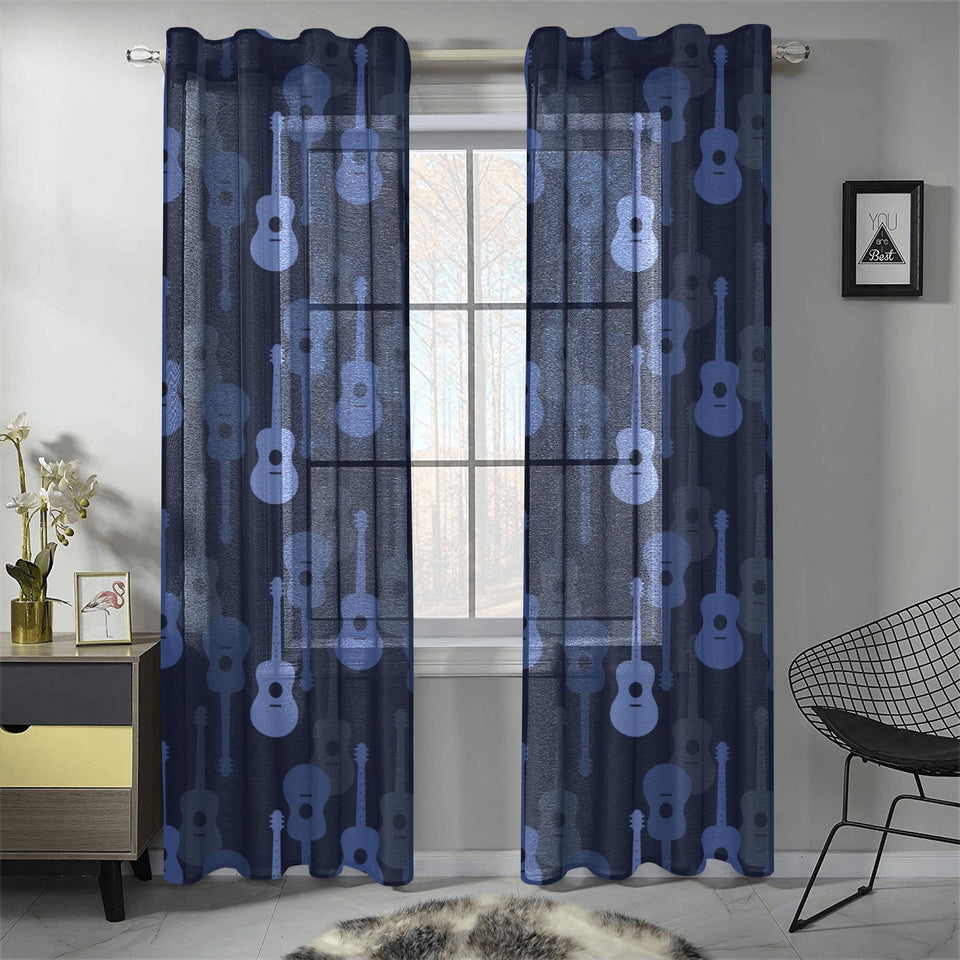Blue Theme guitar pattern Gauze Curtain