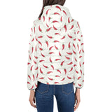Chili peppers pattern Women's Padded Hooded Jacket