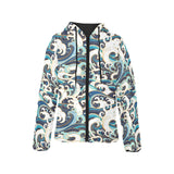 Japanese wave pattern Women's Padded Hooded Jacket