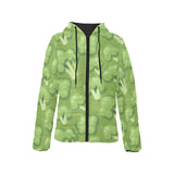 Broccoli pattern green background Women's Padded Hooded Jacket
