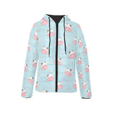 Cute cow flower pattern Women's Padded Hooded Jacket