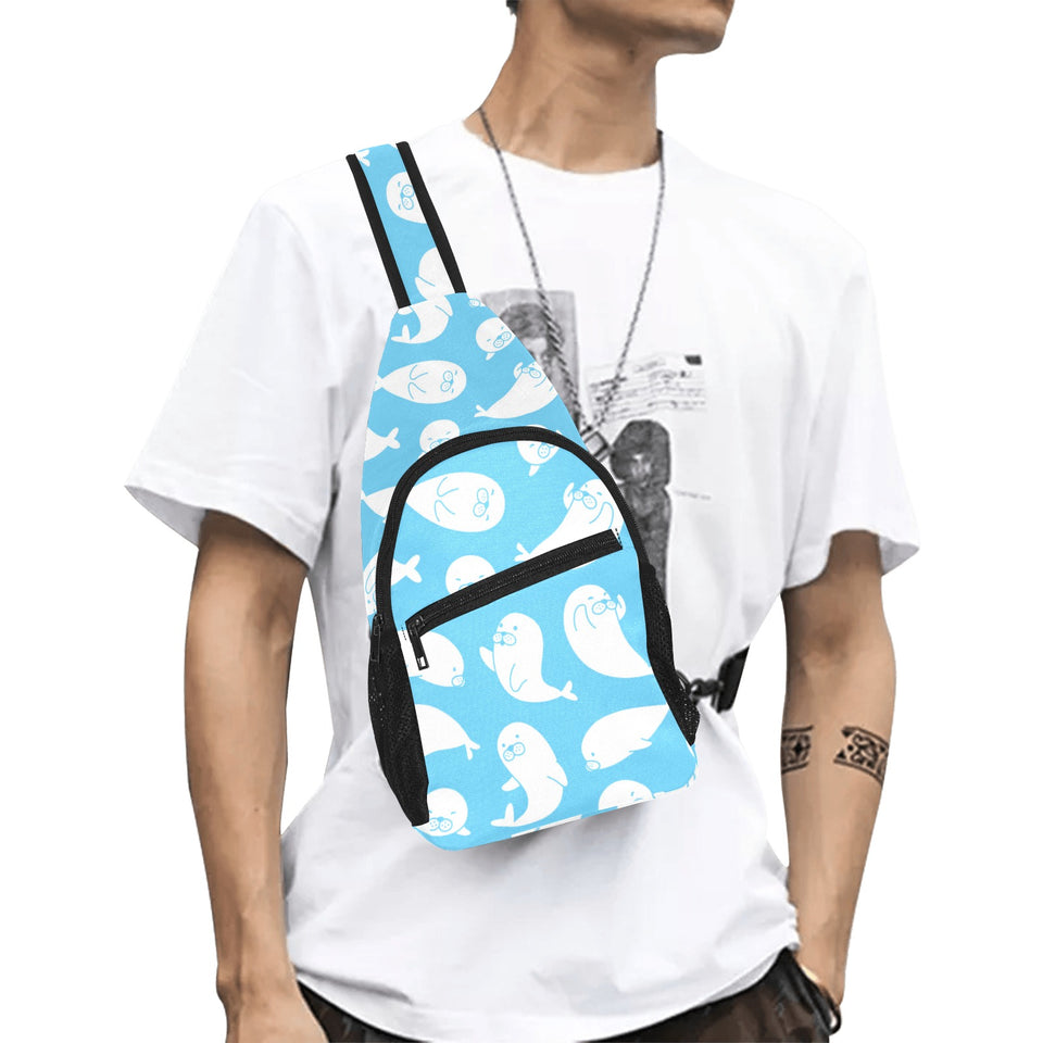 Cute white sea lion seals pattern All Over Print Chest Bag