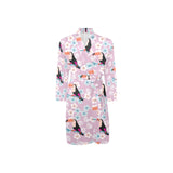 Beautiful toucan flower leaves Men's Long Sleeve Belted Night Robe