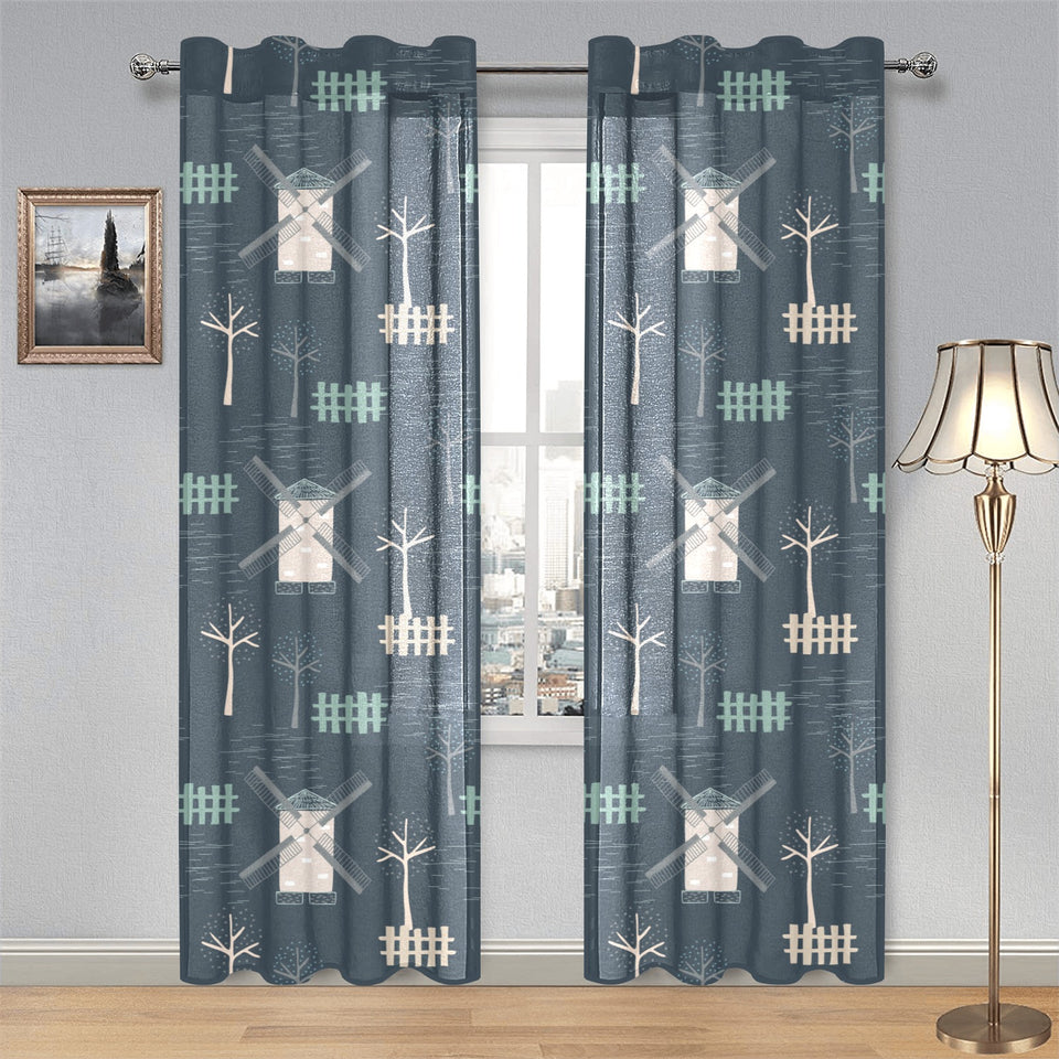 windmill tree pattern Gauze Curtain