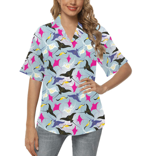 Stingray Pattern Print Design 01 Women's All Over Print Hawaiian Shirt