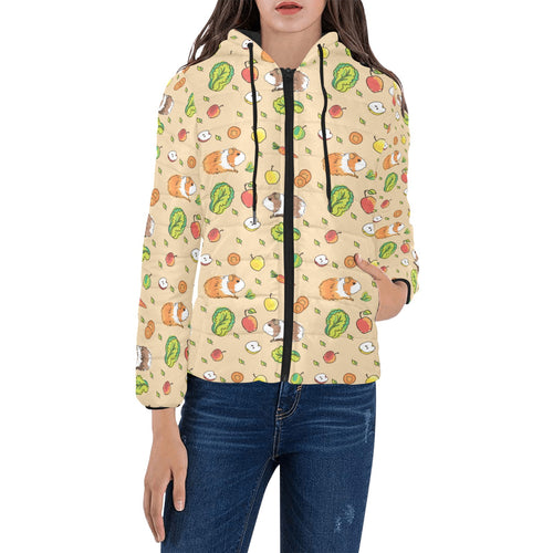 Guinea Pig Pattern Print Design 05 Women's Padded Hooded Jacket