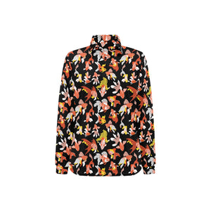Goldfish Pattern Print Design 03 Women's Long Sleeve Polo Shirt