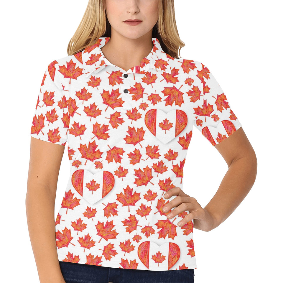 Canada Pattern Print Design 02 Women's All Over Print Polo Shirt