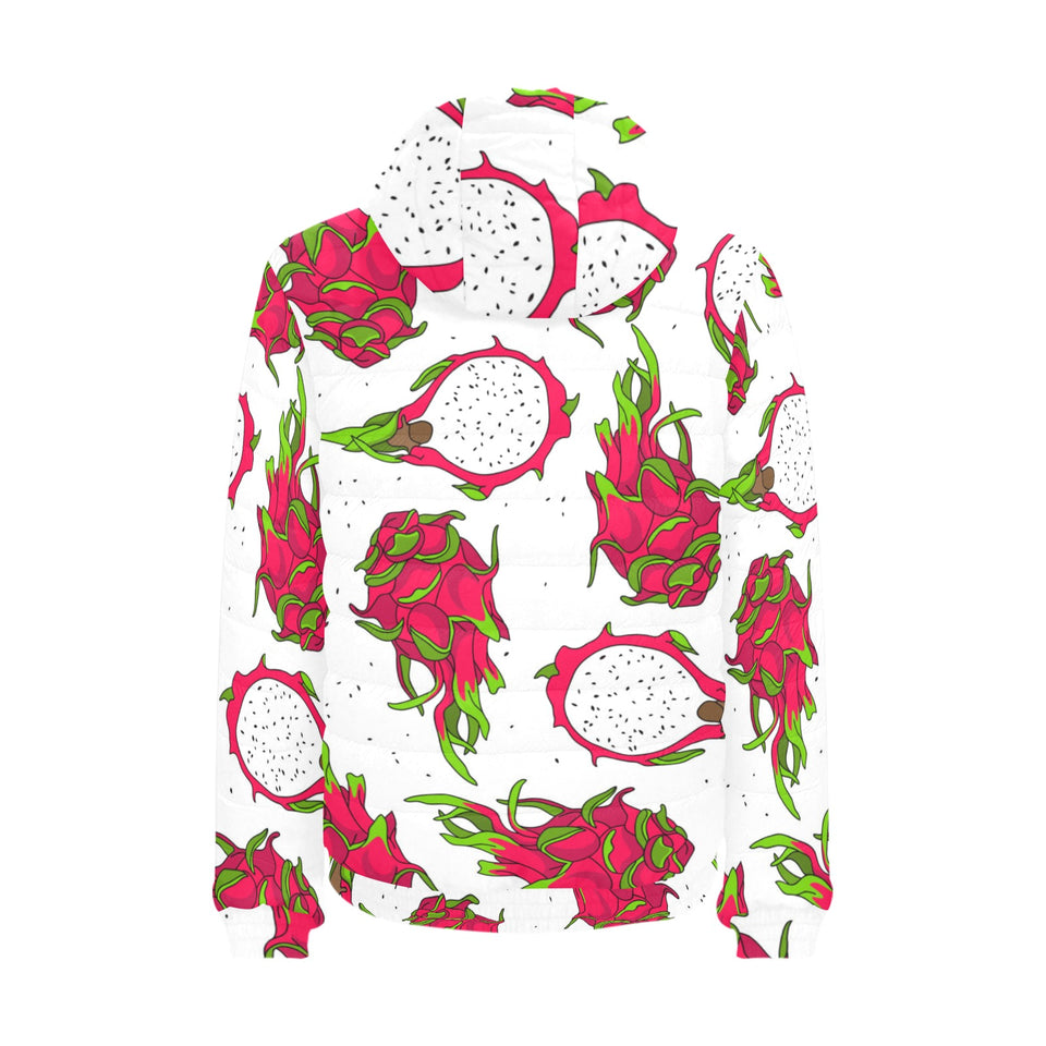 dragon fruits white background Men's Padded Hooded Jacket