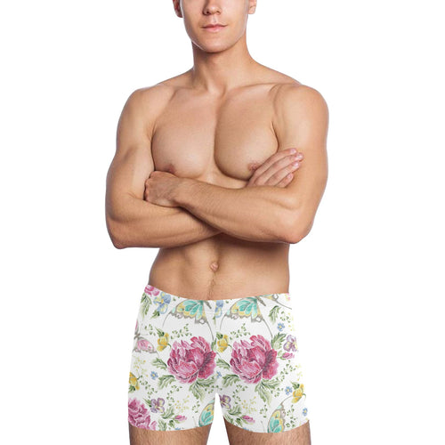 Hand drawn butterfly rose Men's Swimming Trunks