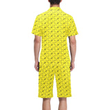 Duck Pattern Print Design 02 Men's V-Neck Short Pajama Set