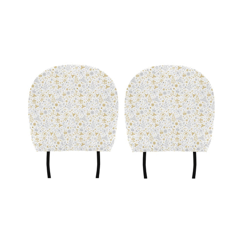 Christmas tree Christmas element Silver gold patte Car Headrest Cover