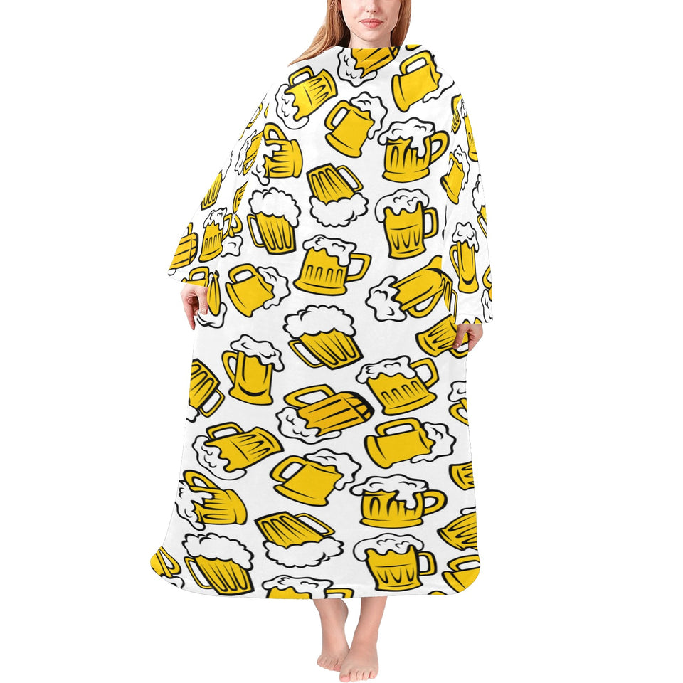 Beer design pattern Blanket Robe with Sleeves