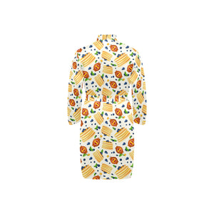 Pancake Pattern Print Design 02 Men's Long Sleeve Belted Night Robe