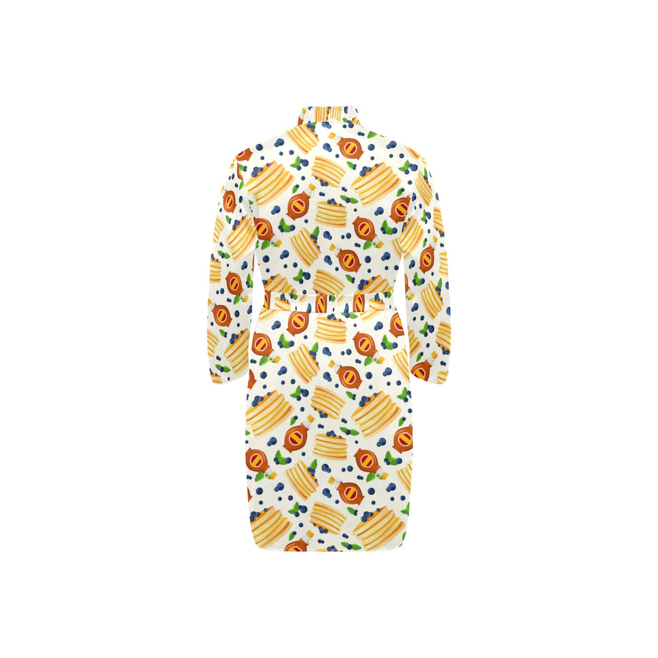 Pancake Pattern Print Design 02 Men's Long Sleeve Belted Night Robe