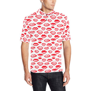 Lips Pattern Print Design 05 Men's All Over Print Polo Shirt
