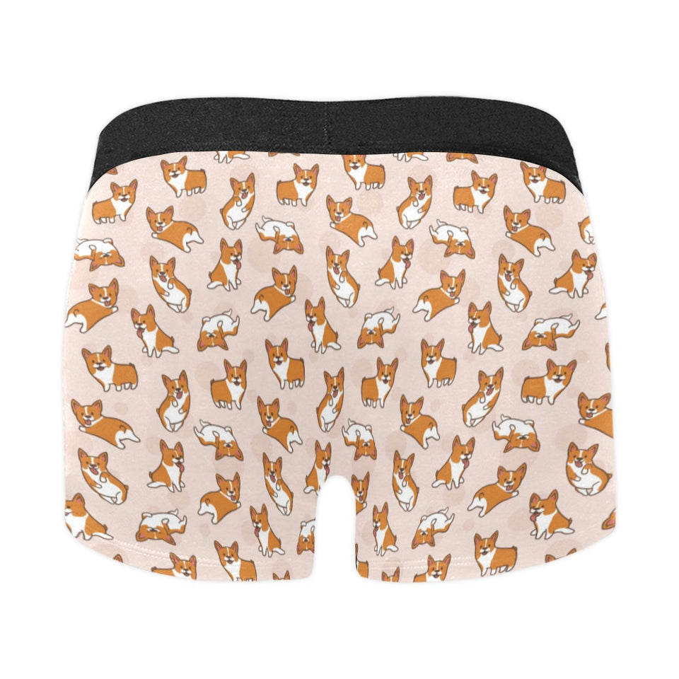 Cute Corgis Pattern pink background Men's All Over Print Boxer Briefs Men's Underwear
