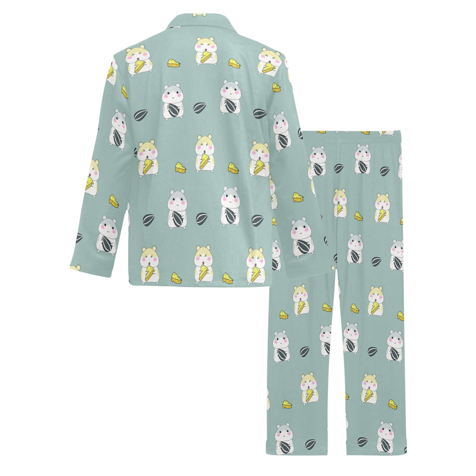 Cute hamster cheese pattern Men's Long Pajama Set