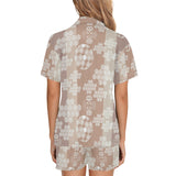 Beautiful hexagon japanese pattern Women's V-Neck Short Pajama Set