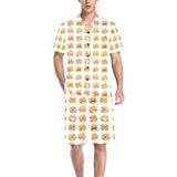 Hamburger Pattern Print Design 04 Men's V-Neck Short Pajama Set