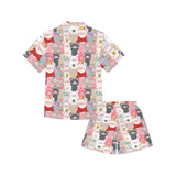 Pig Pattern Print Design 02 Kids' Boys' Girls' V-Neck Short Pajama Set