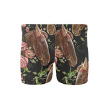 Horse head wild roses pattern Men's Swimming Trunks