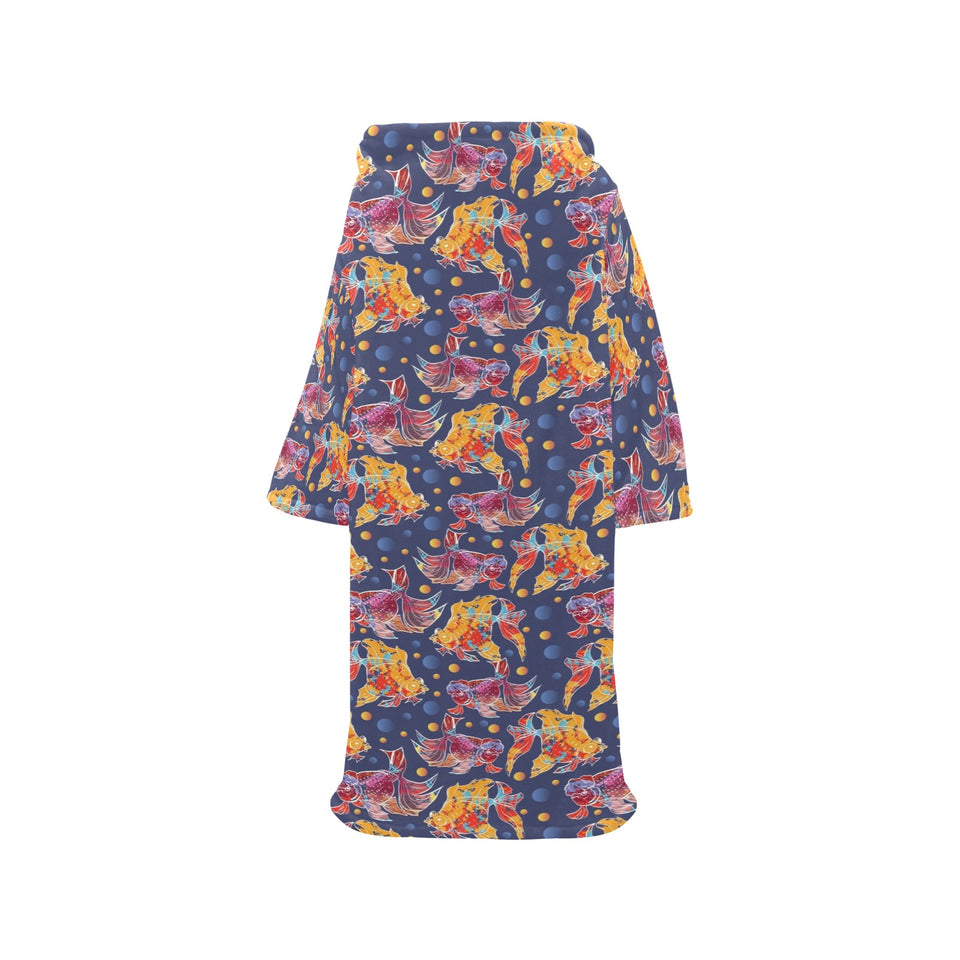 Goldfish Pattern Print Design 05 Blanket Robe with Sleeves