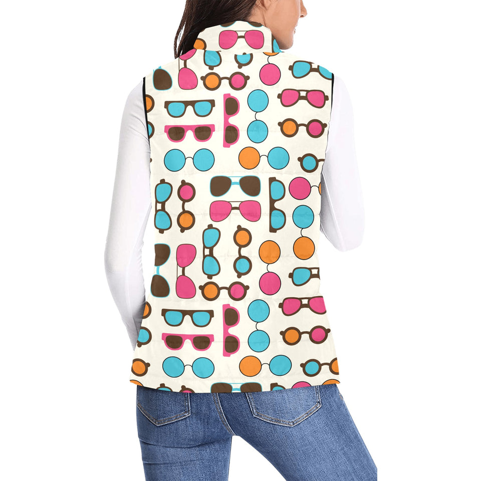Sun Glasses Pattern Print Design 03 Women's Padded Vest