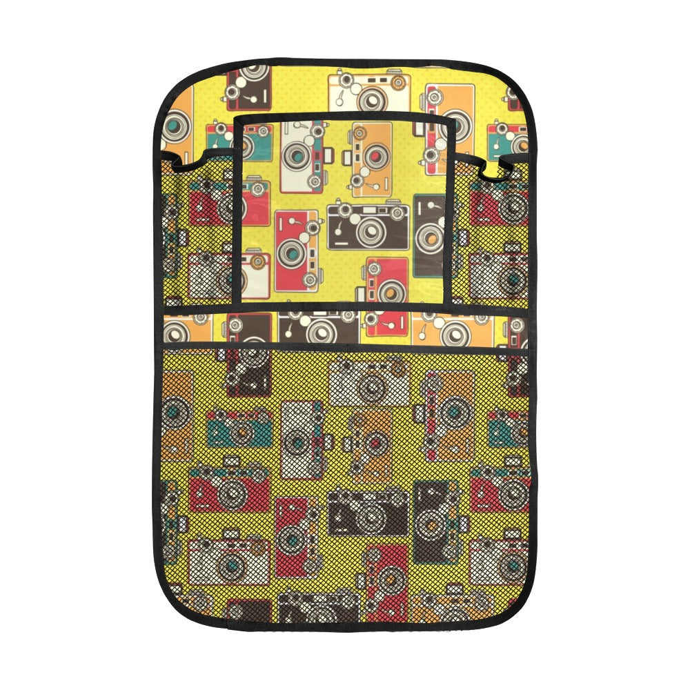Camera Pattern Print Design 02 Car Seat Back Organizer