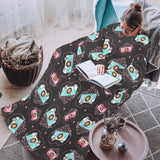 Camera Pattern Print Design 04 Blanket Robe with Sleeves