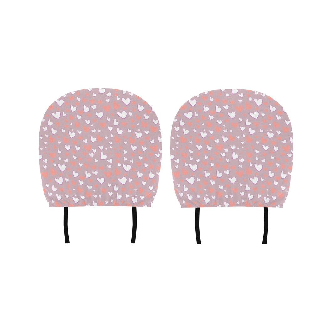 coral white heart pattern Car Headrest Cover