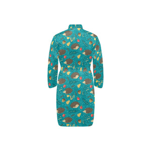 Hedgehog Pattern Print Design 01 Men's Long Sleeve Belted Night Robe