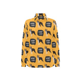Boston terrier design pattern Women's Long Sleeve Polo Shirt