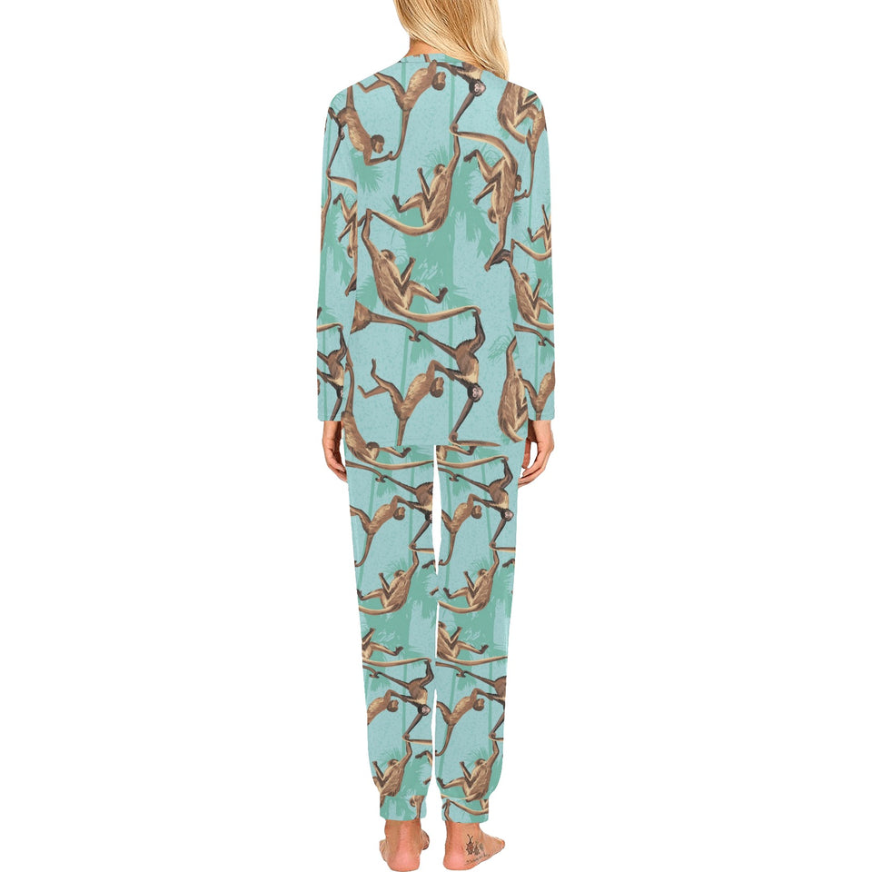 Monkey Palm tree background Women's All Over Print Pajama Set