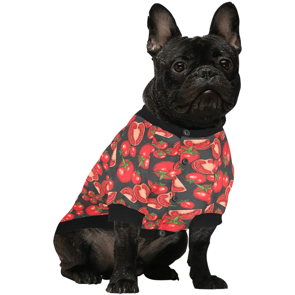 Tomato black background All Over Print Pet Dog Round Neck Fuzzy Shirt